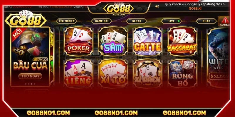 Game bài tại GO88 là lựa chọn yêu thích của đông đảo người chơi